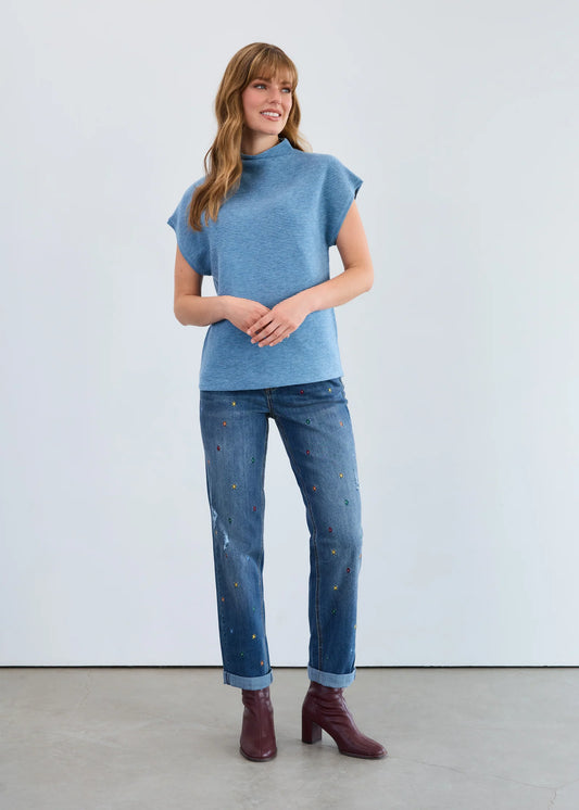 Ottoman Mock Neck Sweater Vest