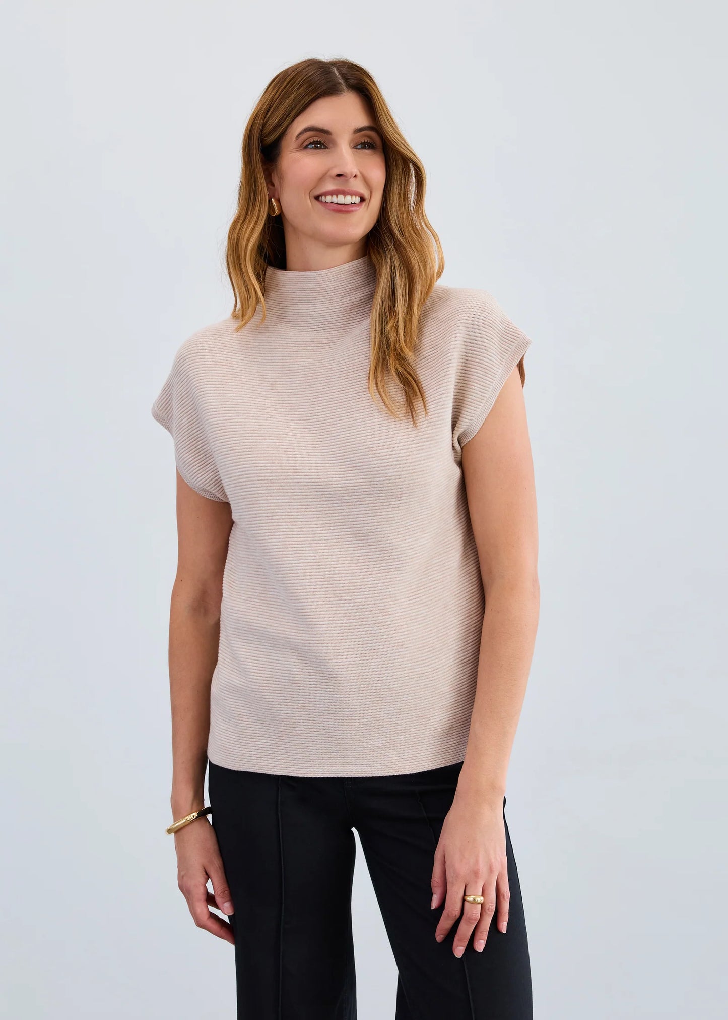 Ottoman Mock Neck Sweater Vest