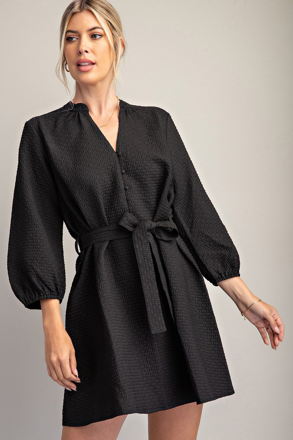 Black Elbow Sleeve Dress