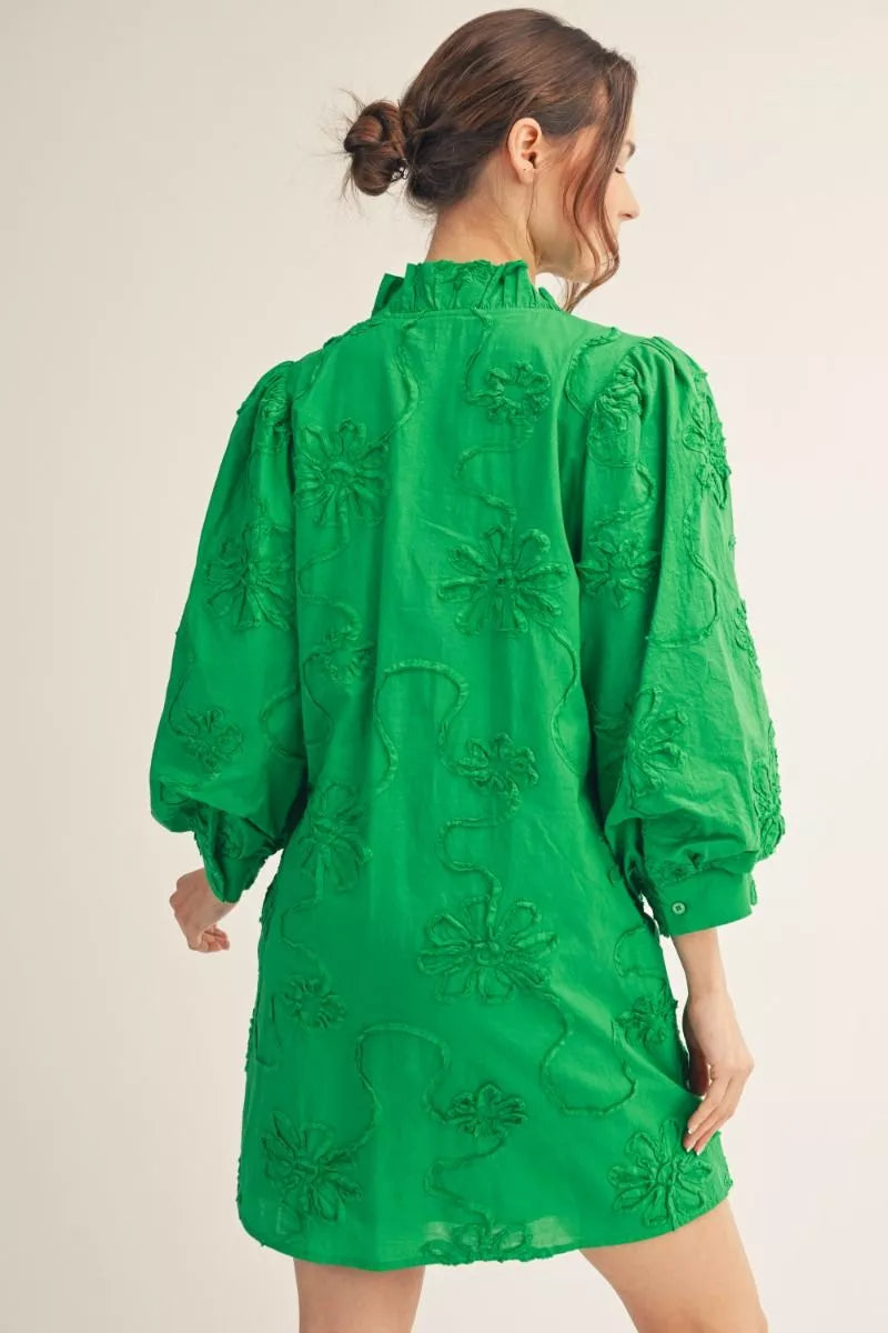 Green Puff Sleeve Dress