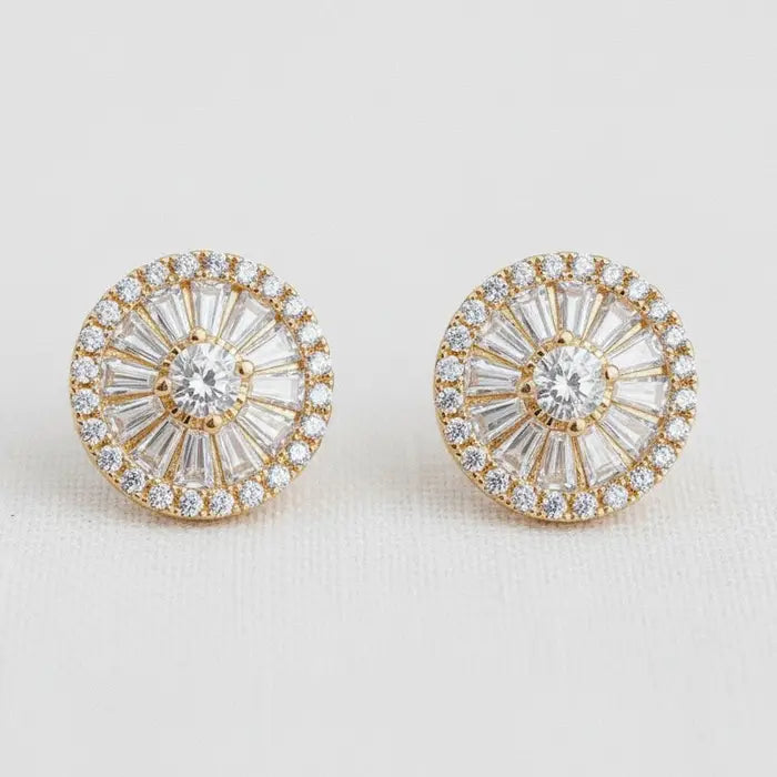 Circle Gemstone stud earring