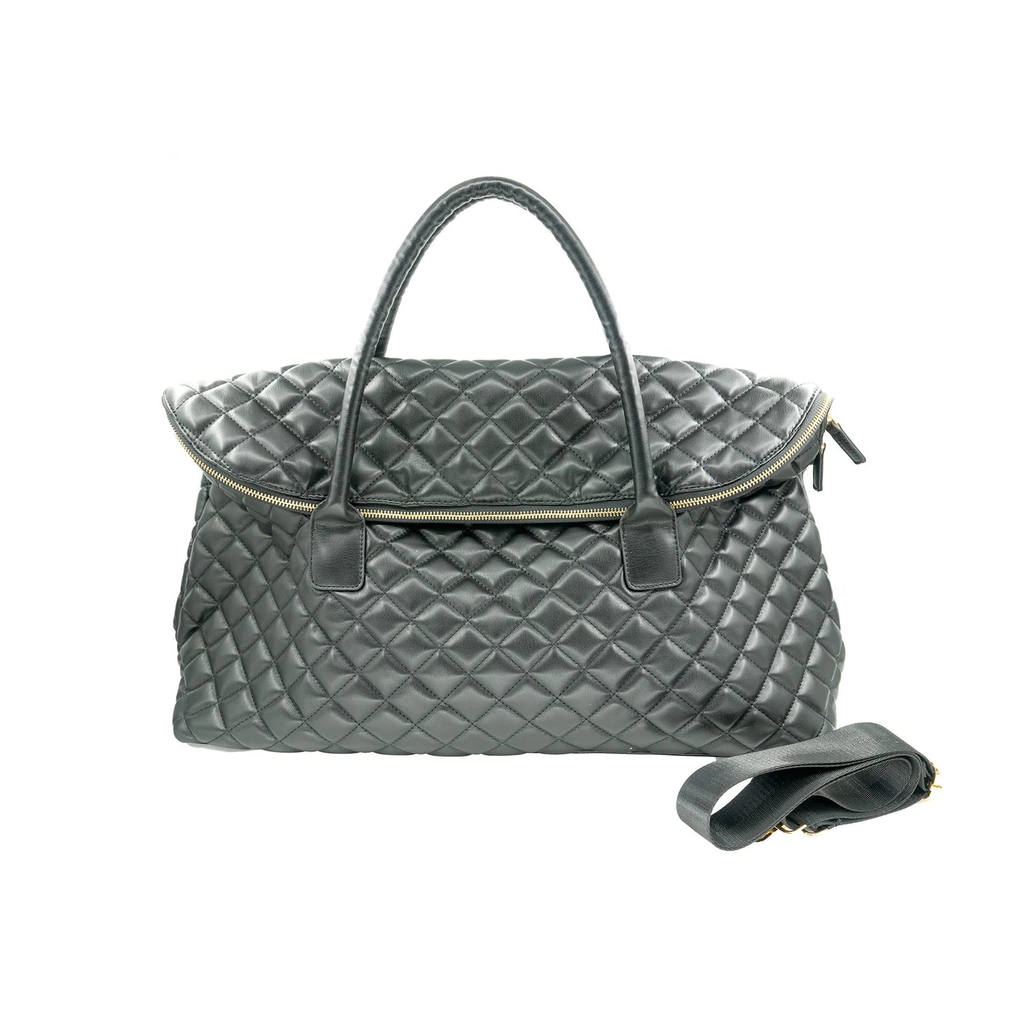 Black Quilted Weekender Bag