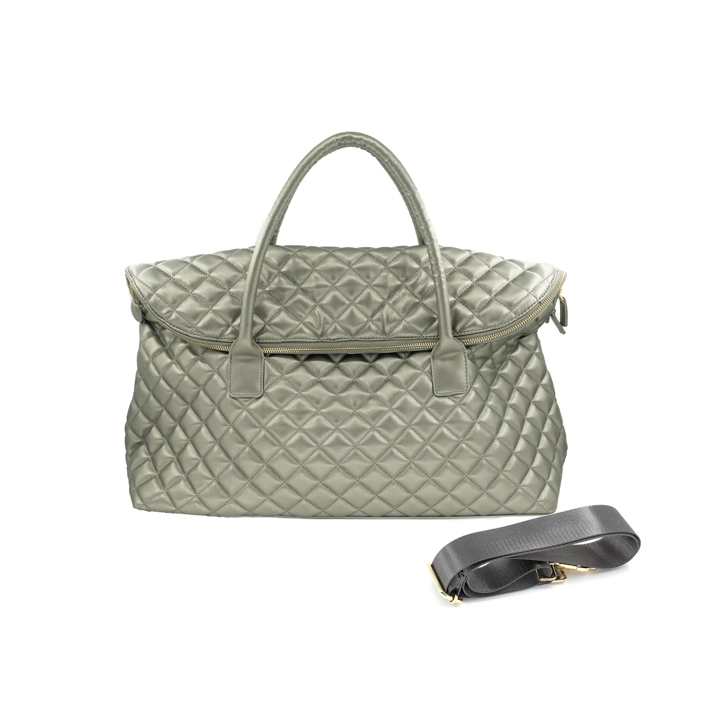 Pewter Quilted Weekender Bag