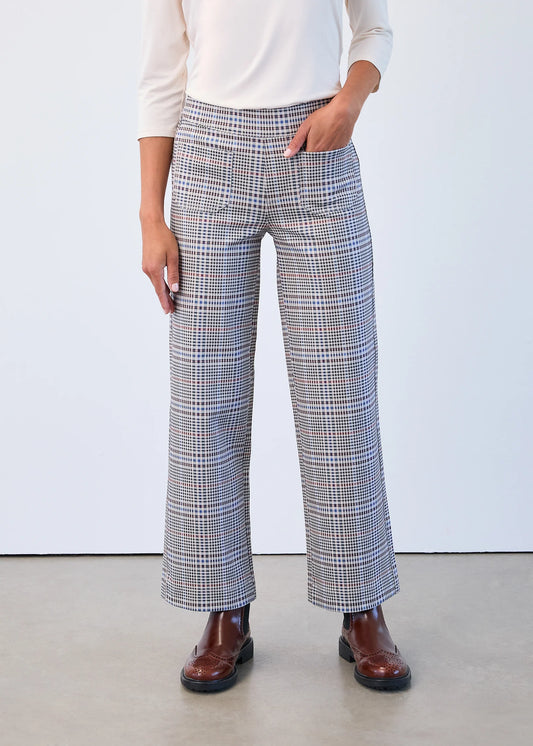 Abbey Plaid PullOn Wide Ankle Pant