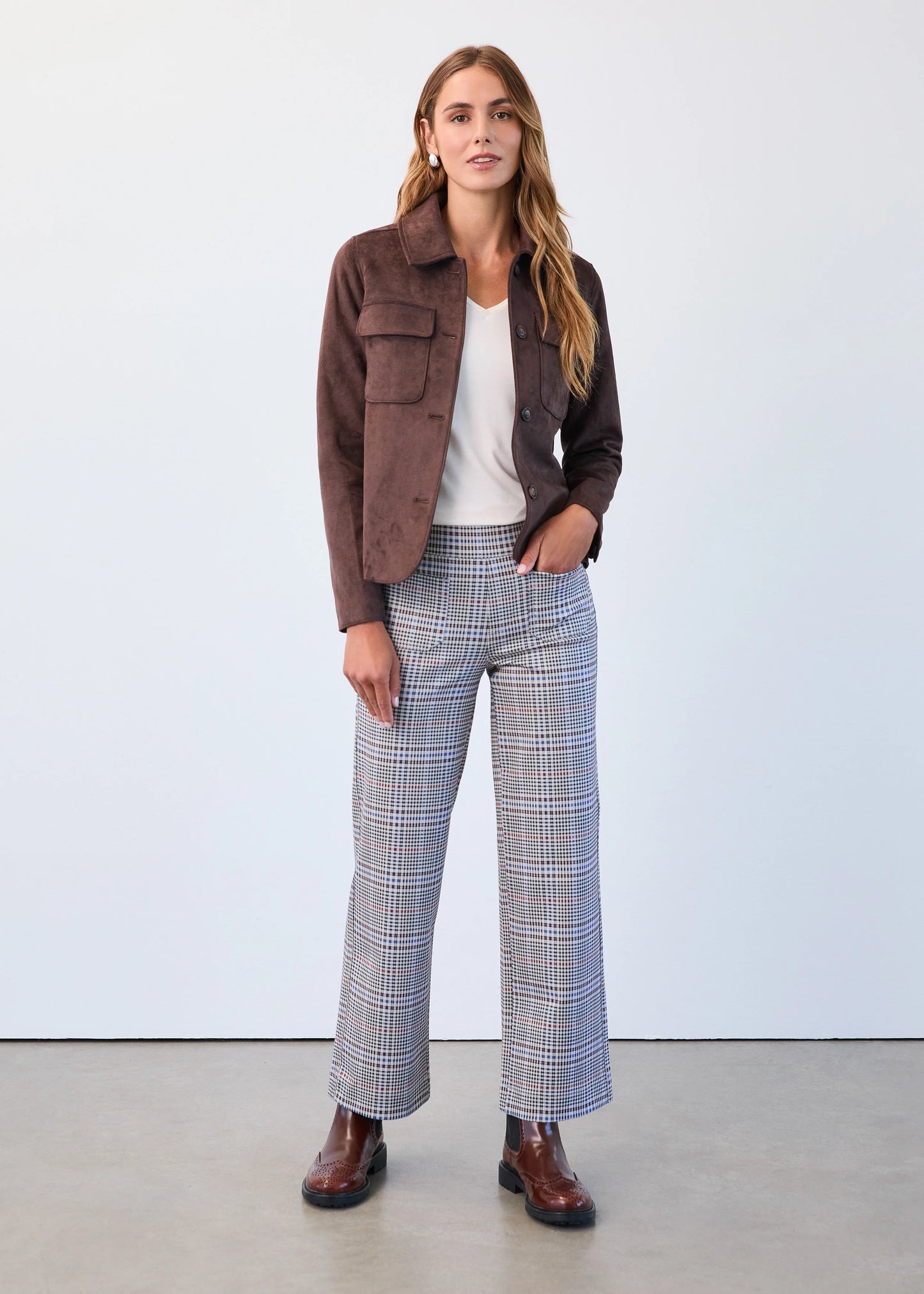Abbey Plaid PullOn Wide Ankle Pant