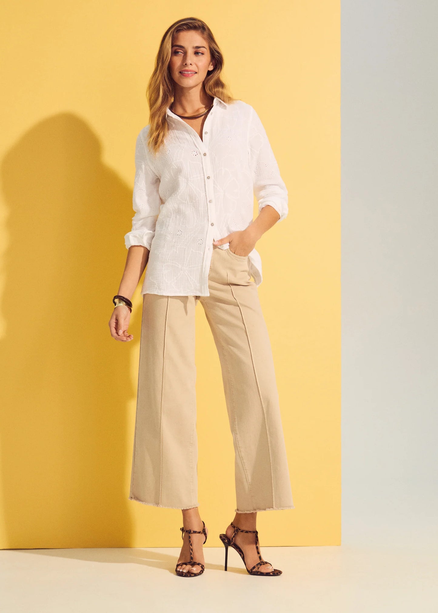 Olivia Khaki Front Seam Wide Ankle Jean