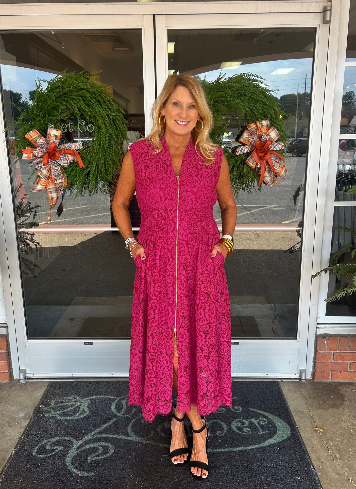 Merlot Front ZIp Lace Dress