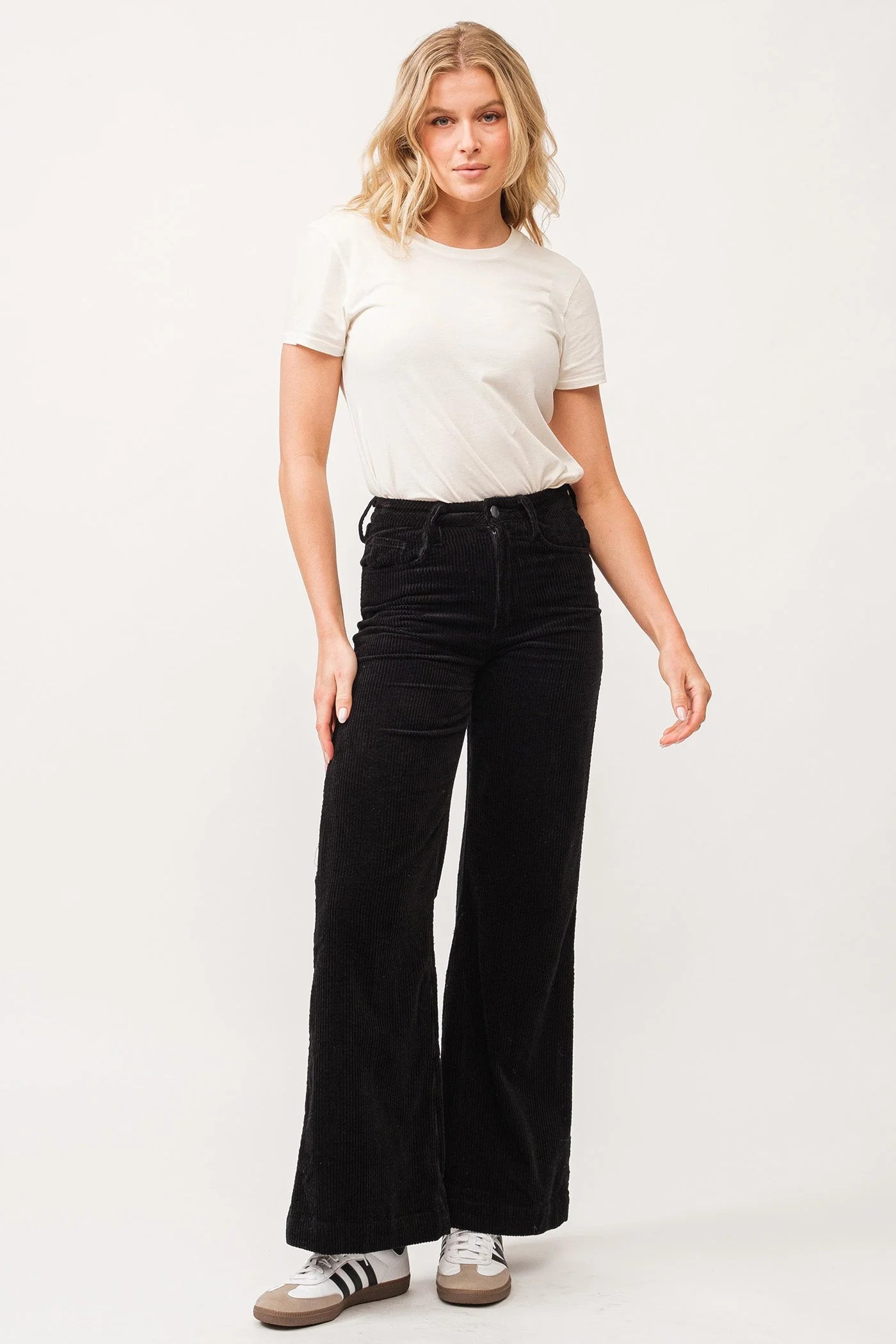 Fiona Black Corduroy Hirise Wideleg