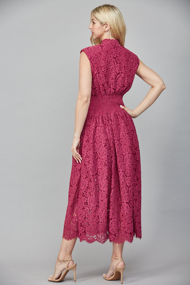Merlot Front ZIp Lace Dress