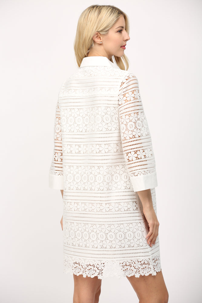 White Eyelet Shirt Dress