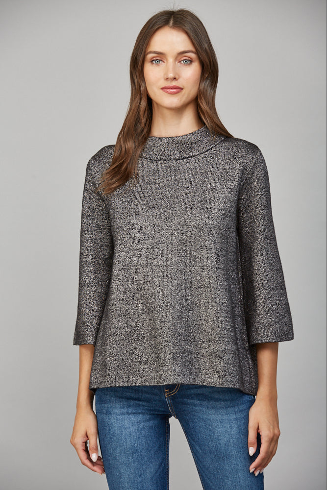 Black/Silver mock neck sweater