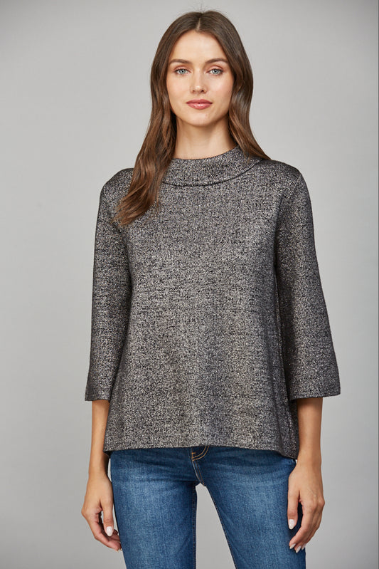 Black/Silver mock neck sweater