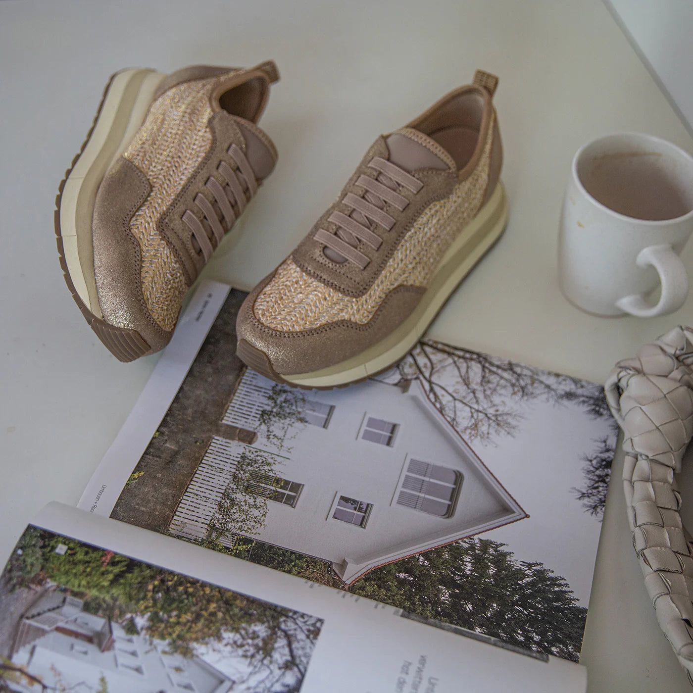 Kinetic Gold Raffia Sneaker