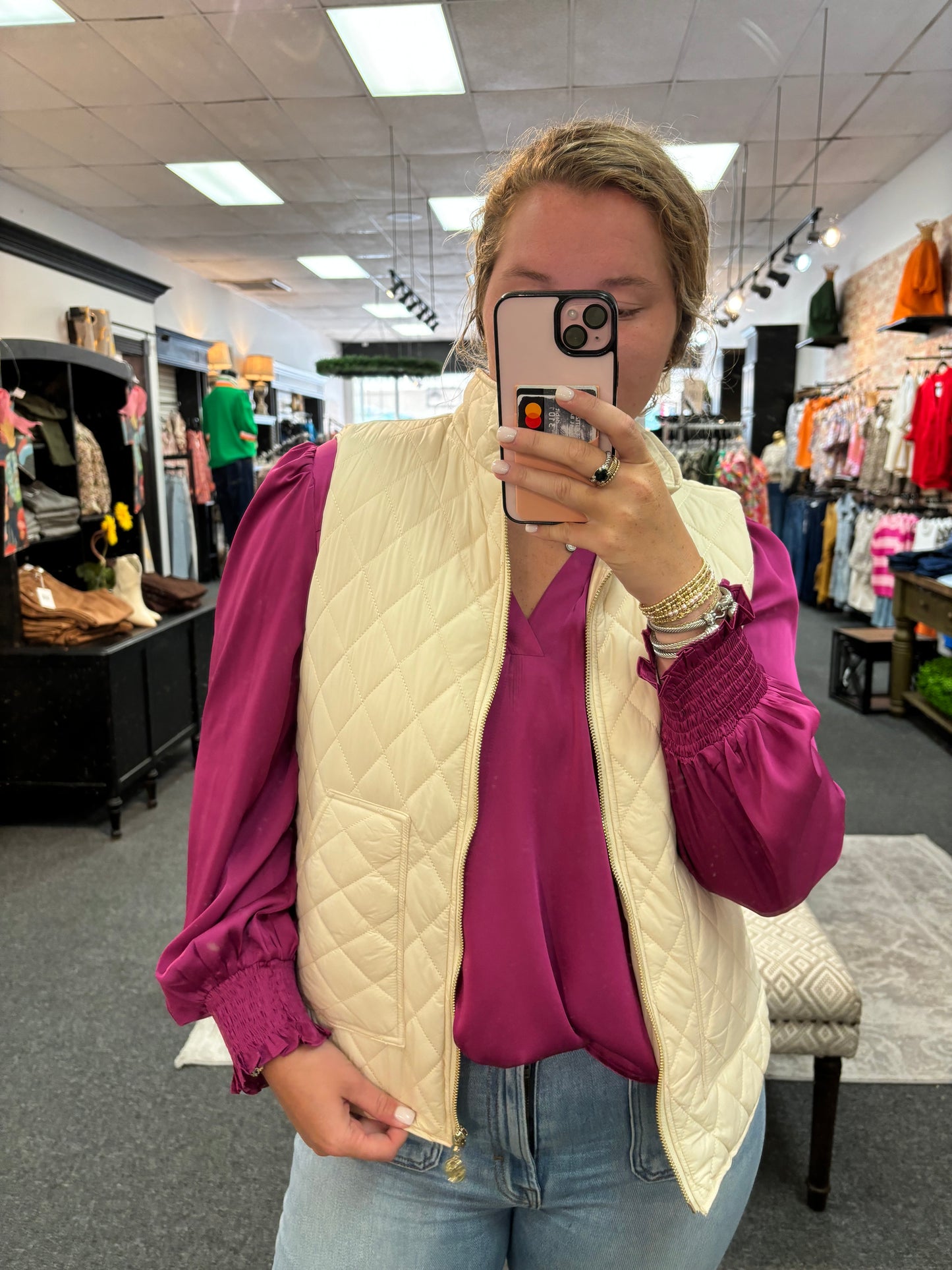 Beige Quilted Vest