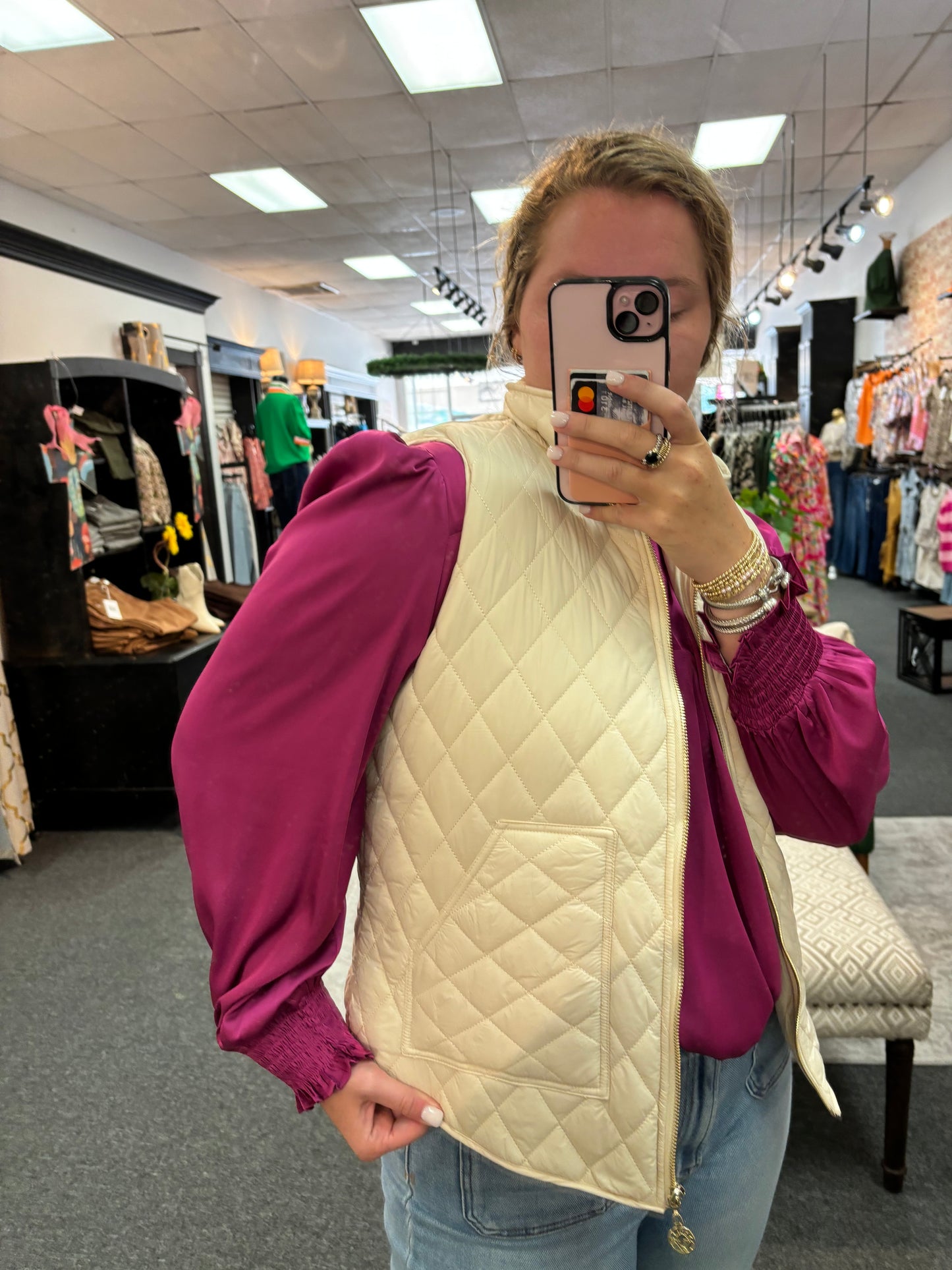 Beige Quilted Vest