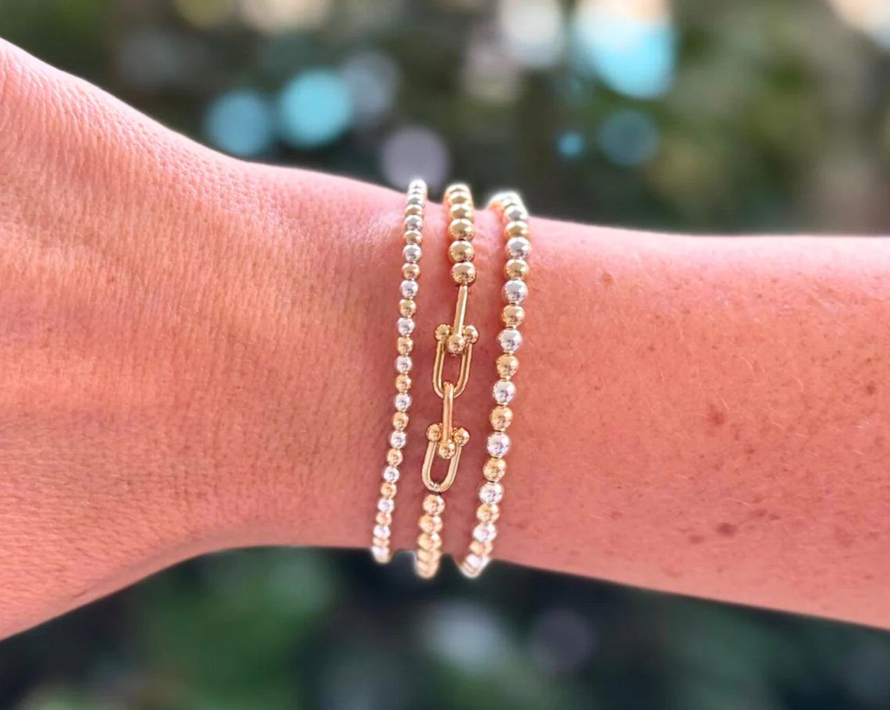The Sicily Stack of 3 stretch bracelets 7"