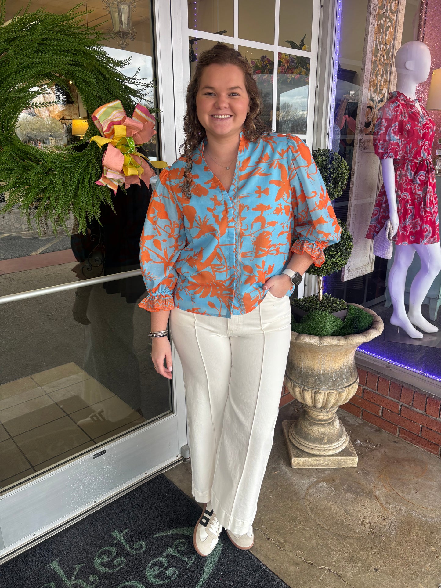 Birds of Paradise Split Vneck Blouse