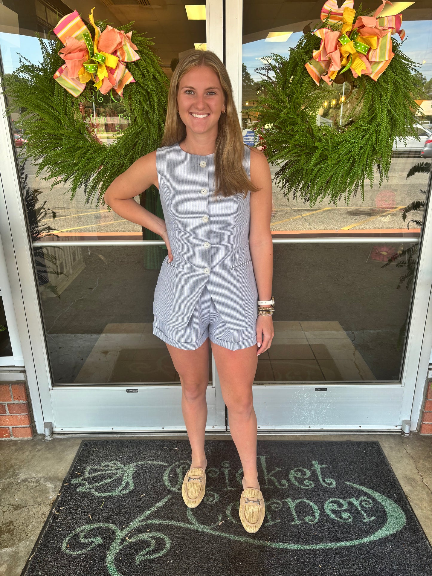 Chambray Stripe Short