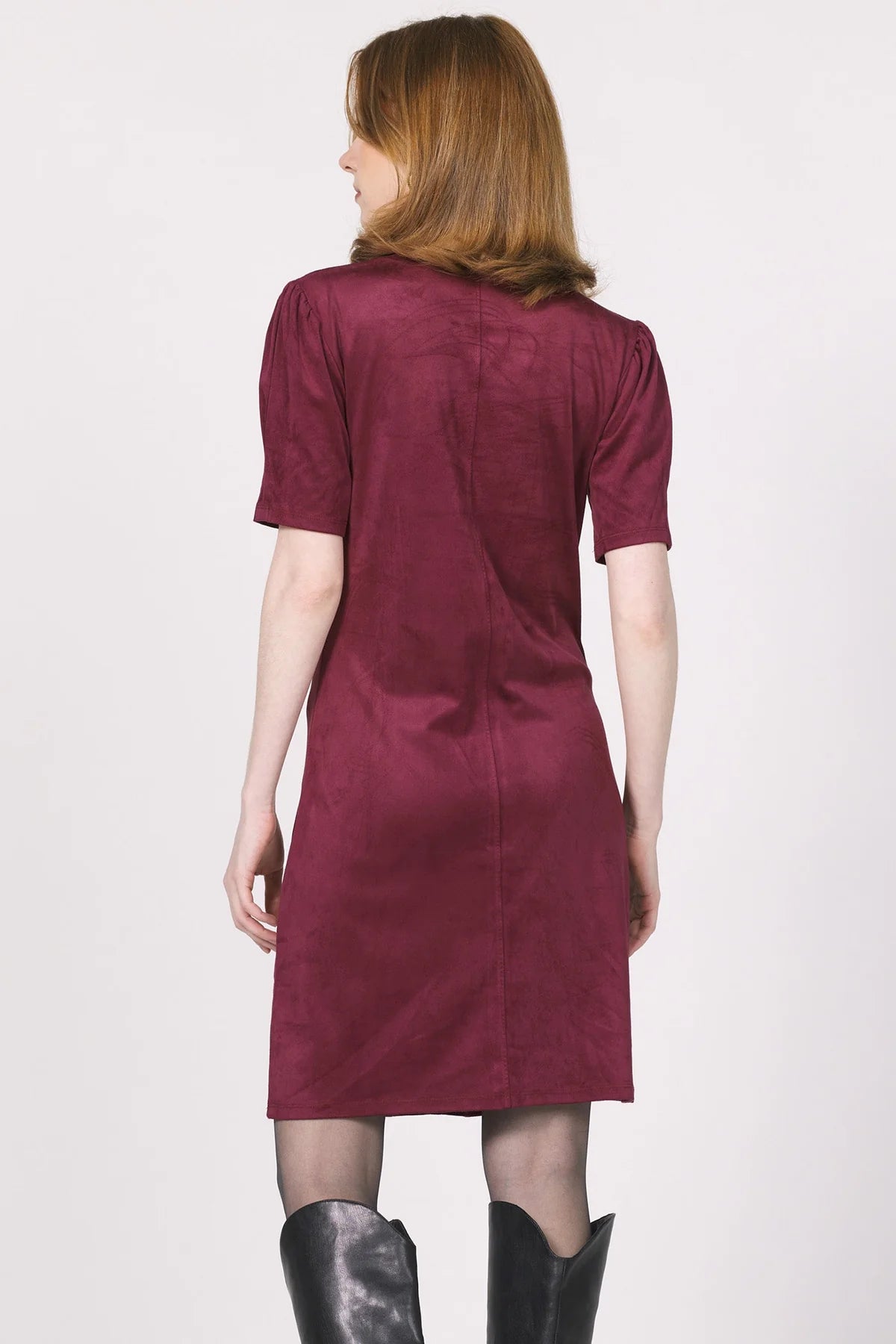 Demi Suede Dress- Bordeaux