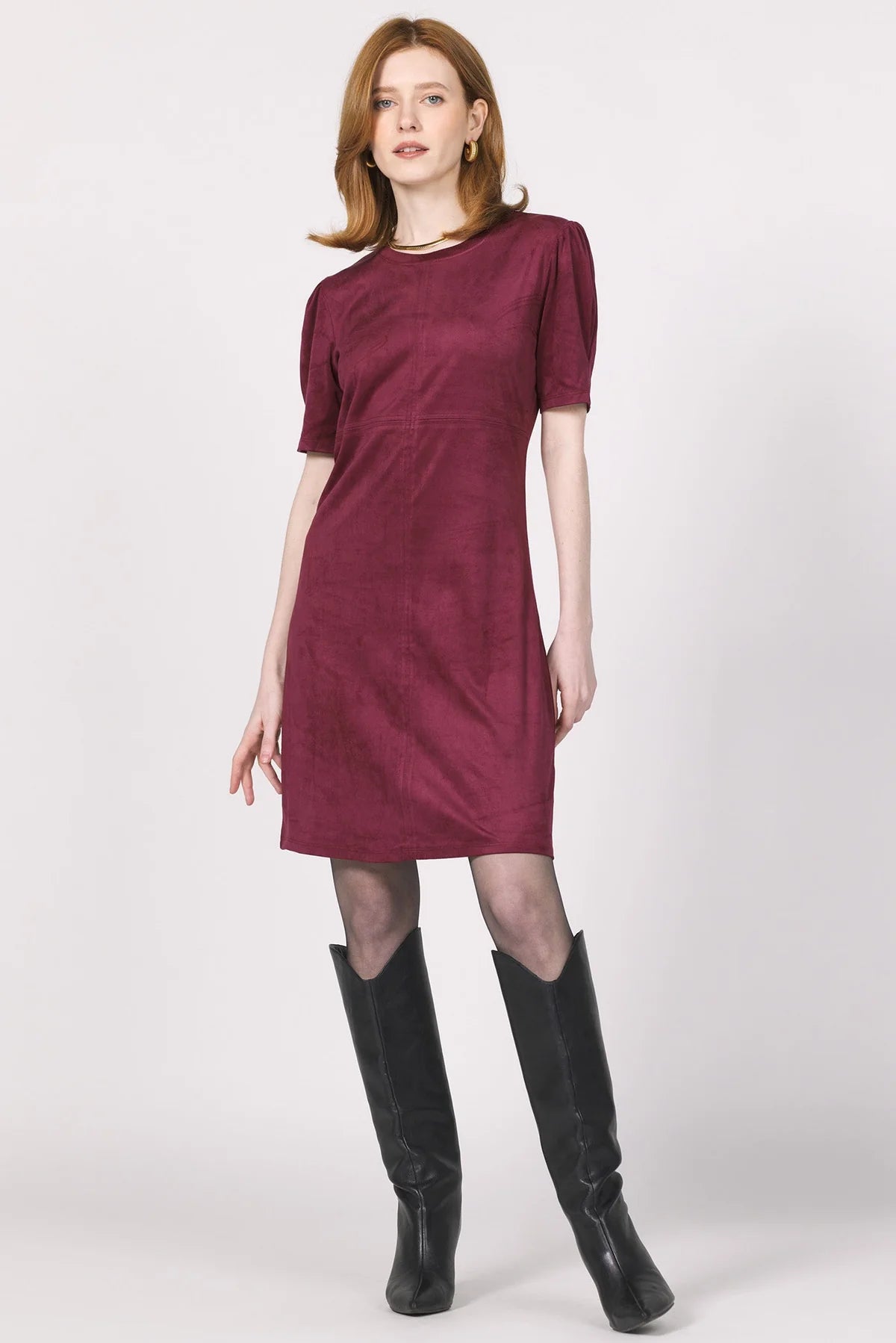 Demi Suede Dress- Bordeaux