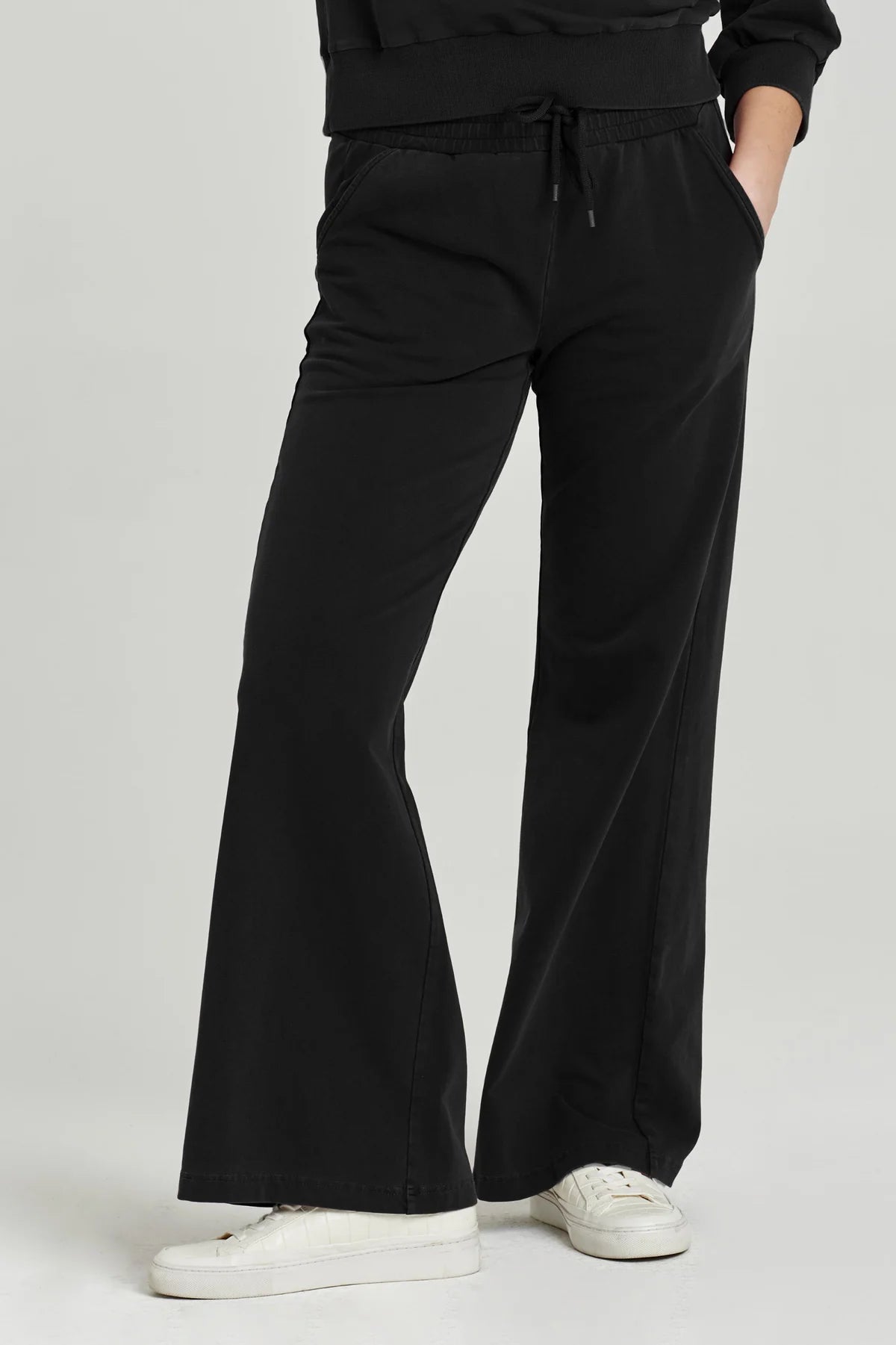 Quincy Blk Wideleg Terry Pant