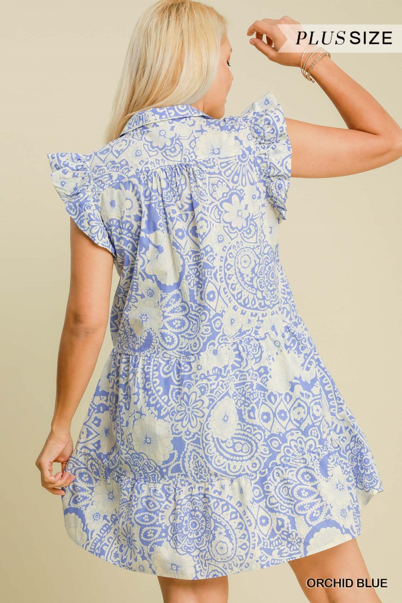 orchid blue floral tiered dress +