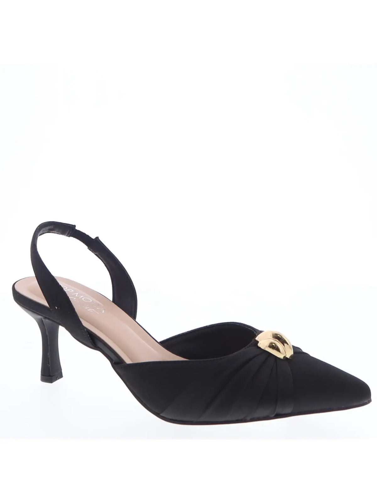 Daphine- Black Slingback satin heels