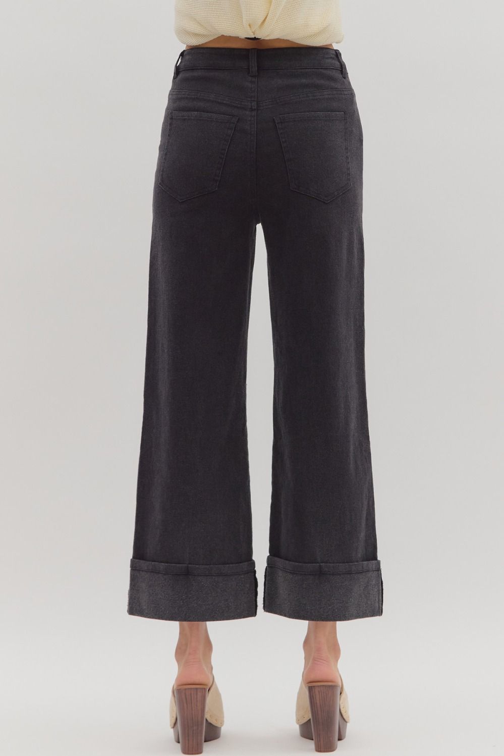 Folded cuff mid-rise ankle length pants