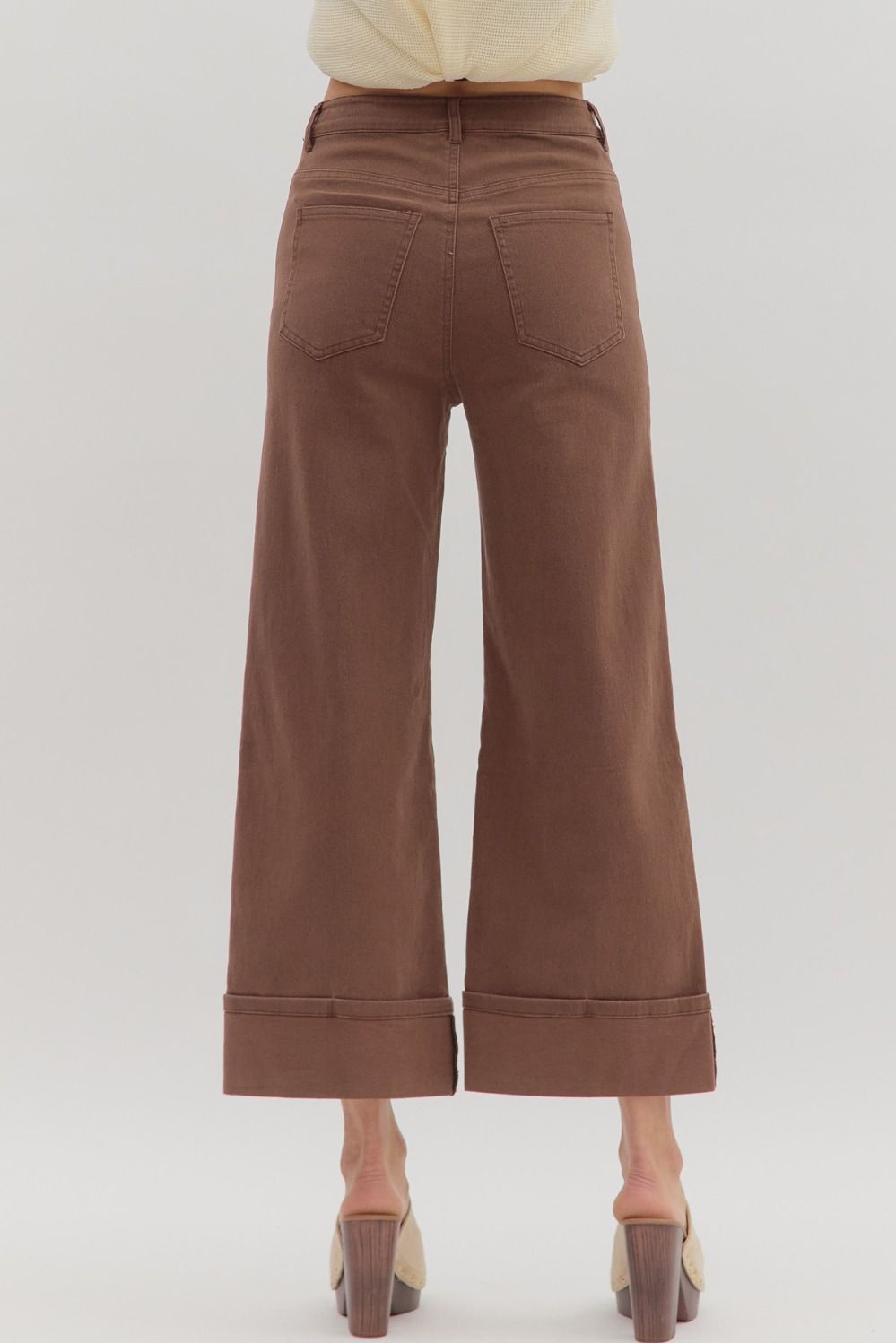 Folded cuff mid-rise ankle length pants