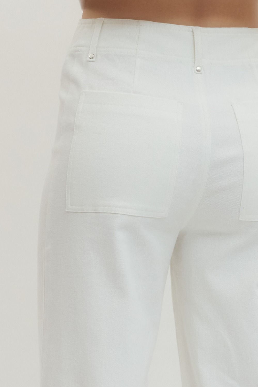 White high rise wide leg pants