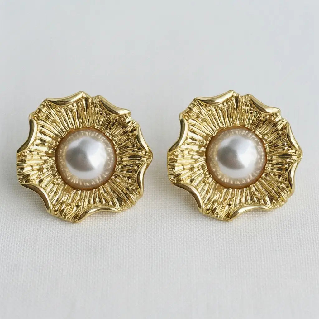 Baroque Floral Pearl Drop Earrings