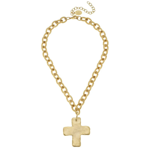 Gold Equal Sides Cross Necklace