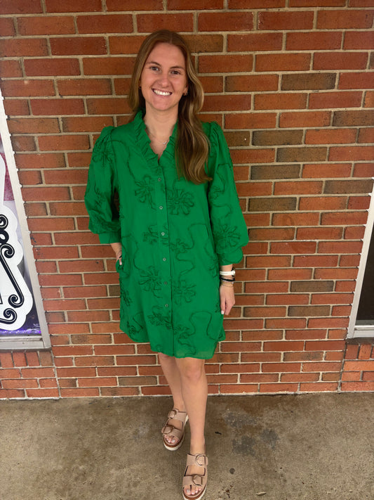 Green Puff Sleeve Dress