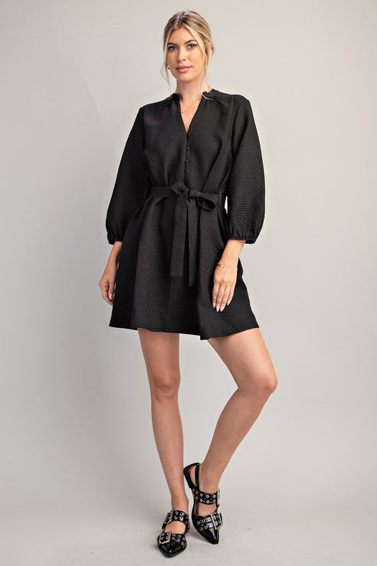 Black Elbow Sleeve Dress