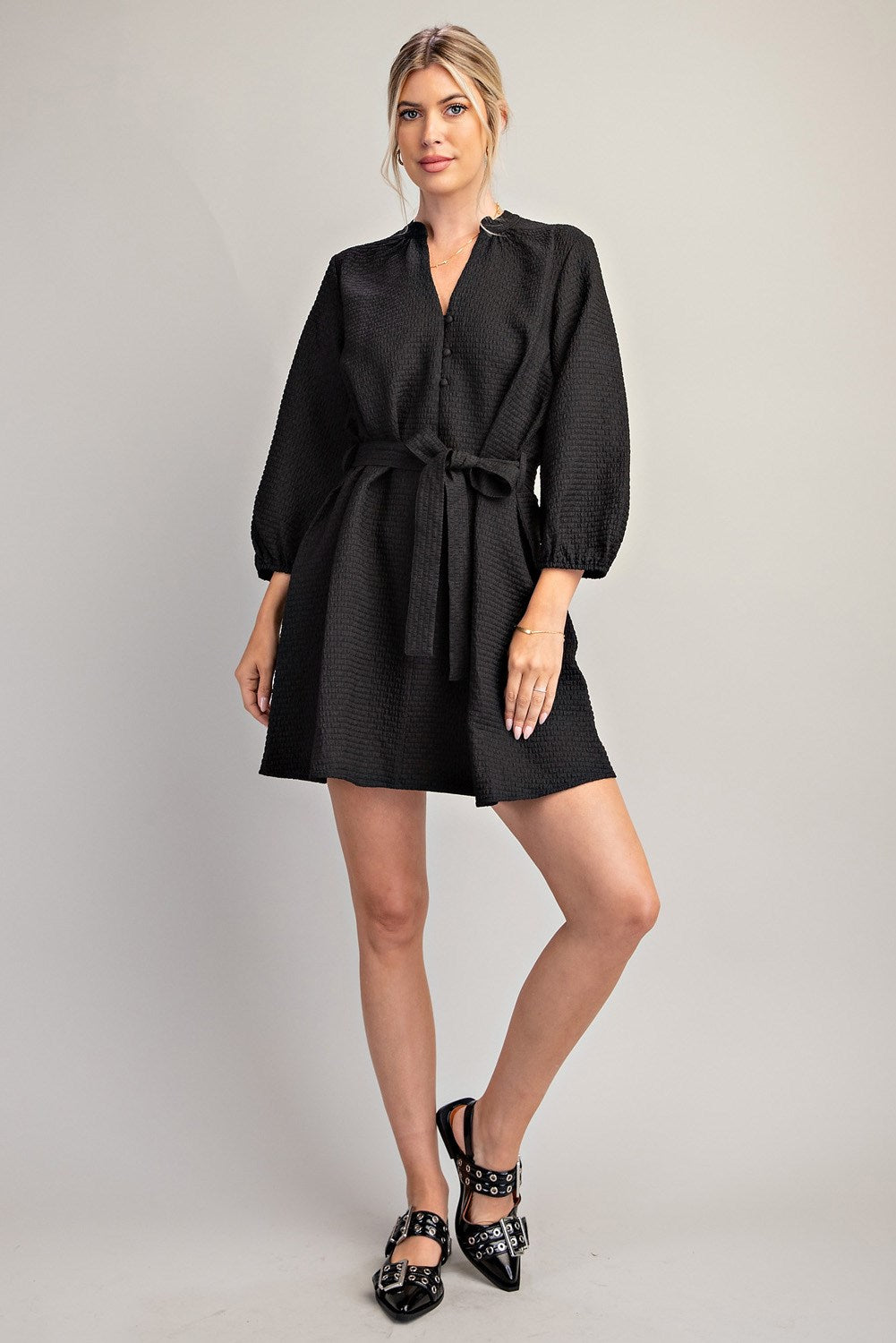 Black Elbow Sleeve Dress