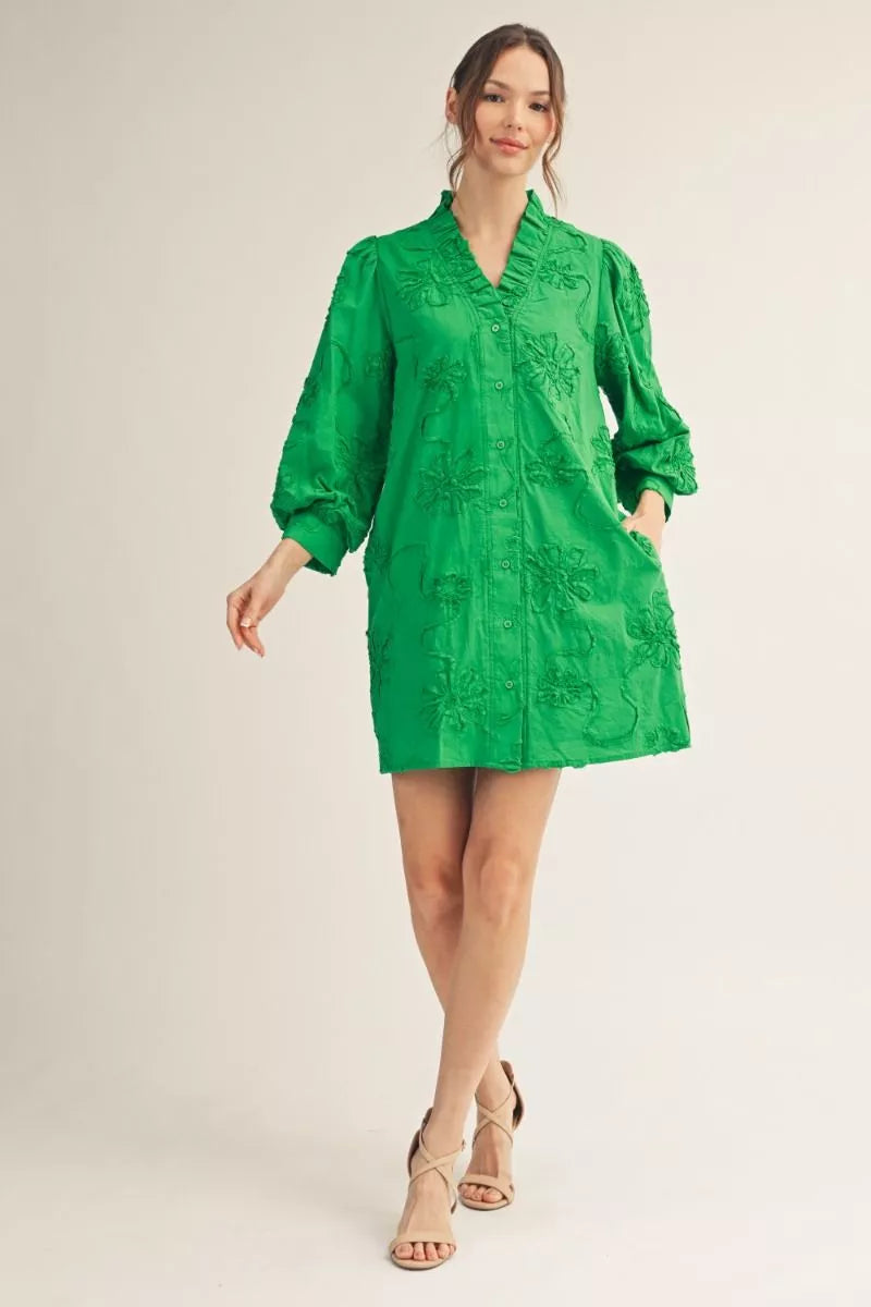Green Puff Sleeve Dress