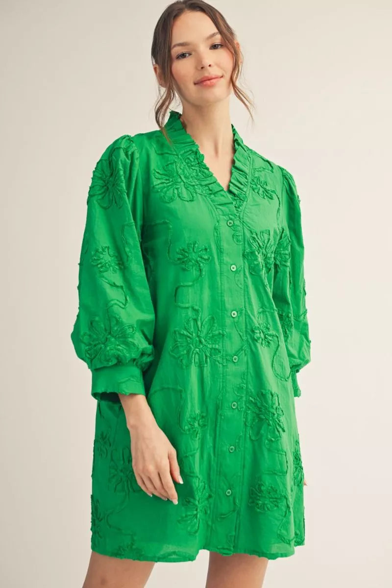 Green Puff Sleeve Dress