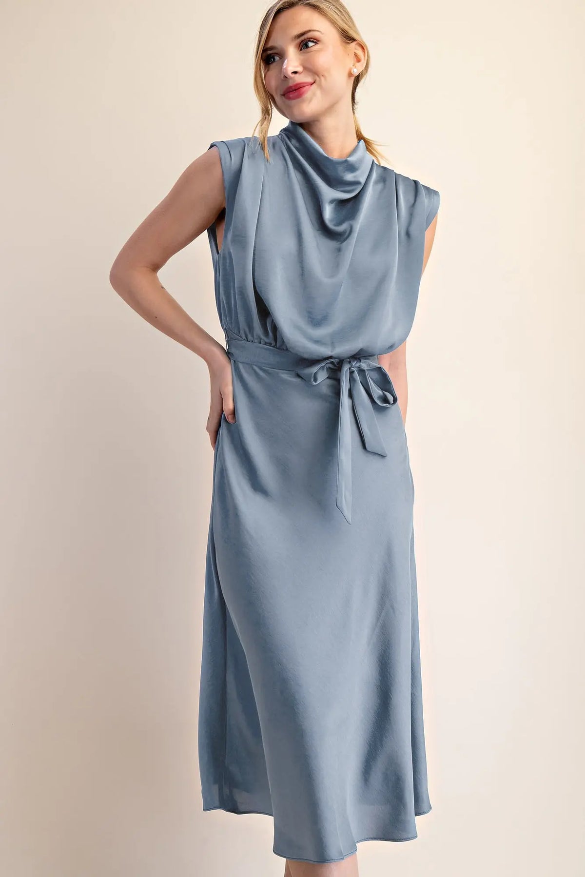 Slate Cowl Neck Midi Dress
