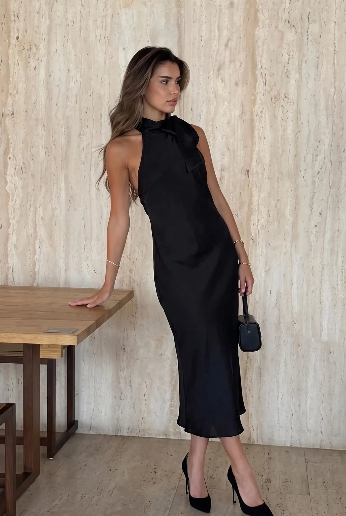 Black Halter Evening Dress
