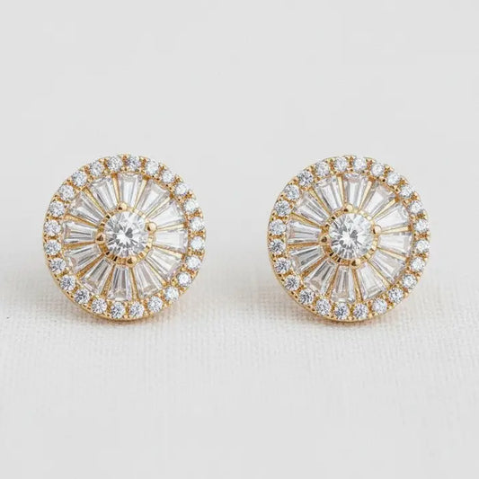 Circle Gemstone stud earring