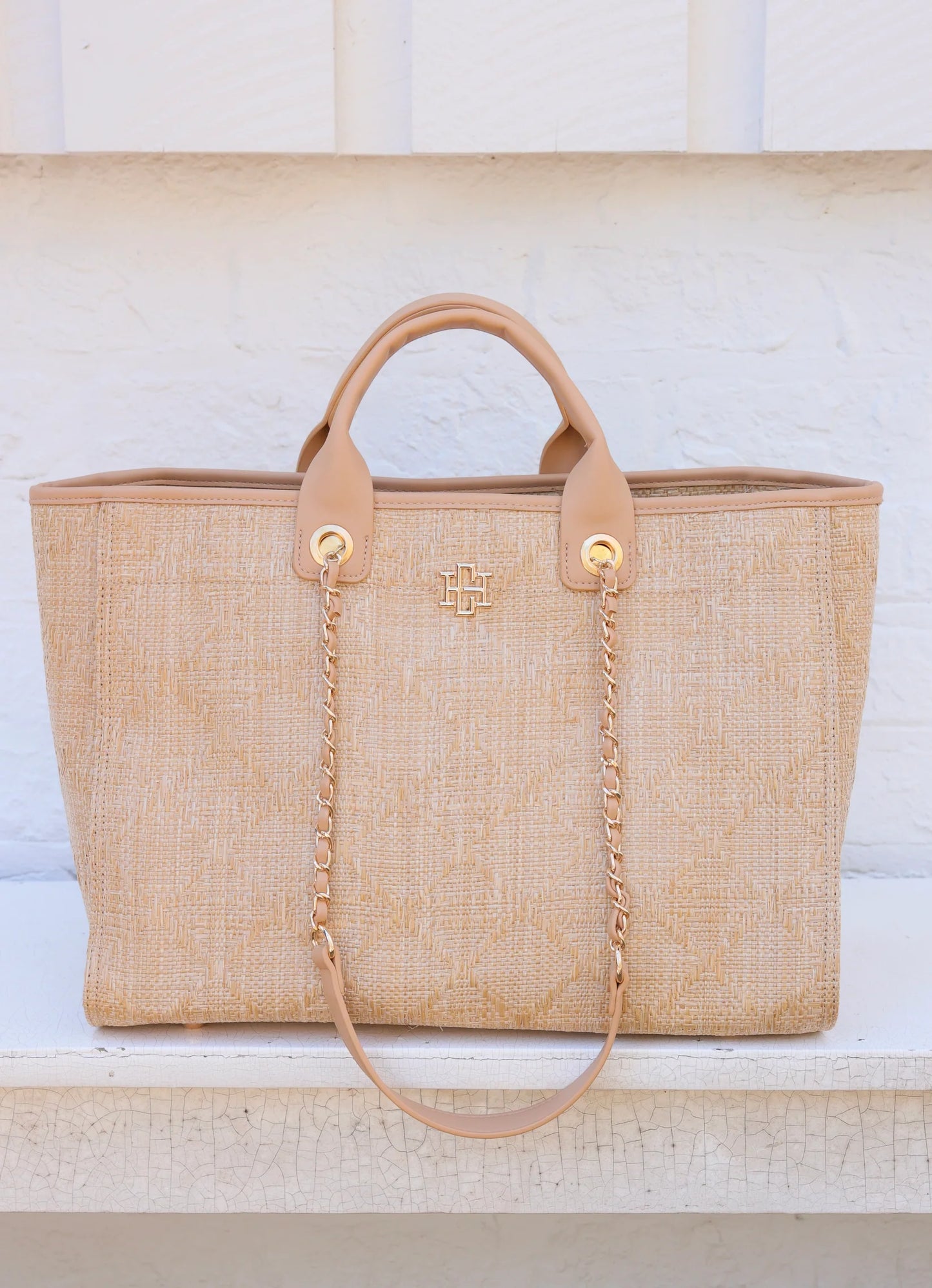Melissa Tote Bag- Natural Lattice