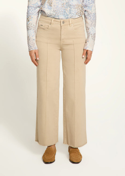 Olivia Khaki Front Seam Wide Ankle Jean