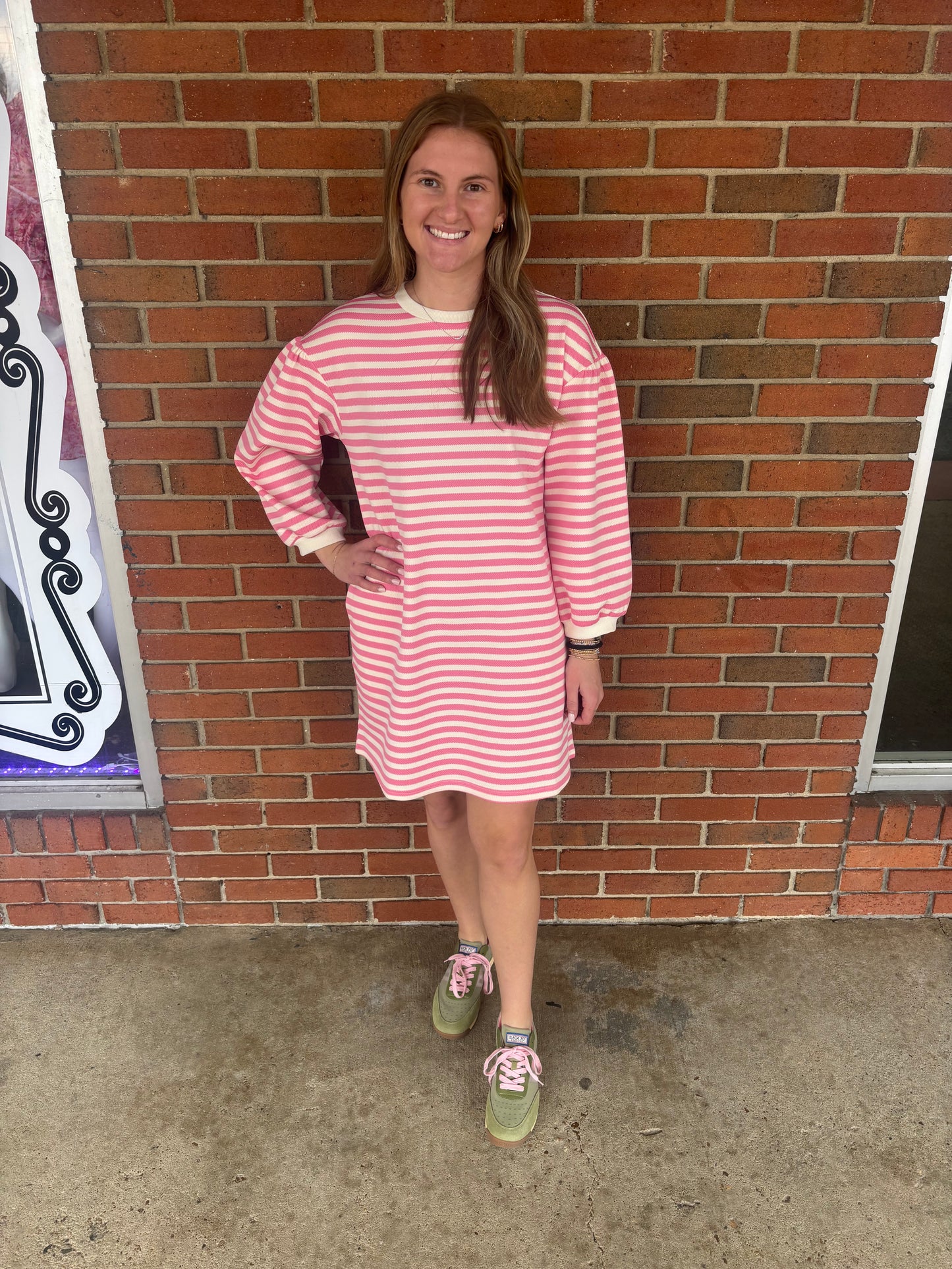 Pink Stripe Knit Dress