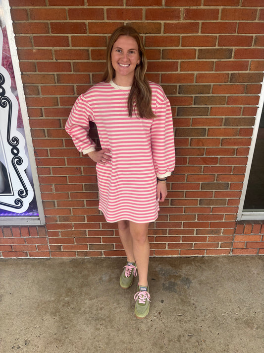 Pink Stripe Knit Dress