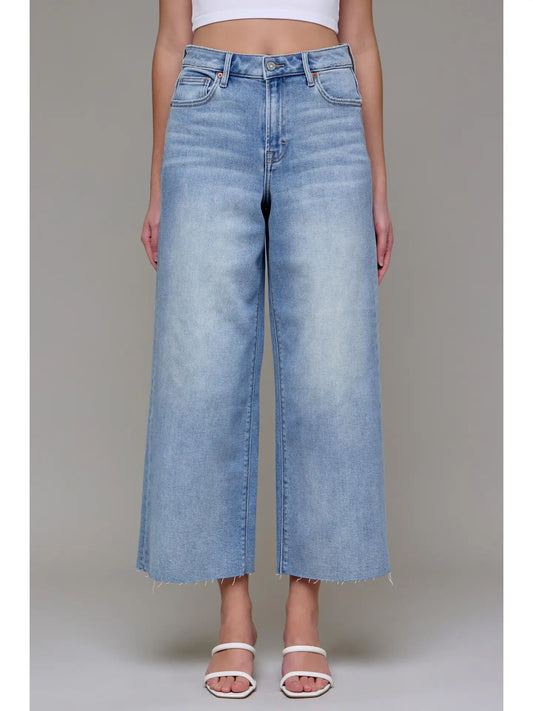 Nori Light Wash Cropped Wide Leg Jean