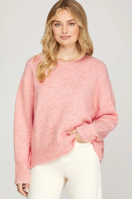 Pink Long Sleeve round neck sweater top