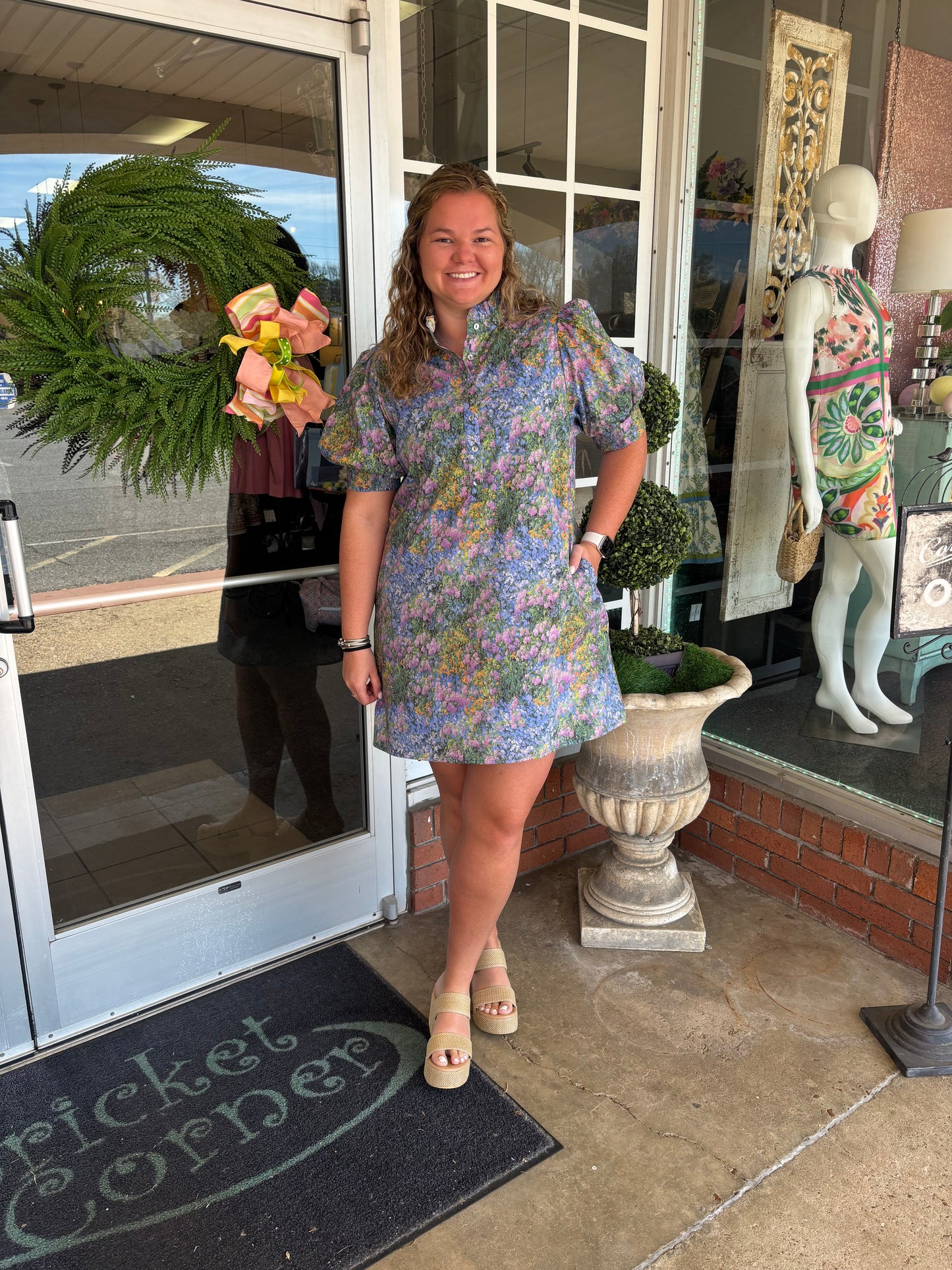 Floral Watercolor Blue Dress +