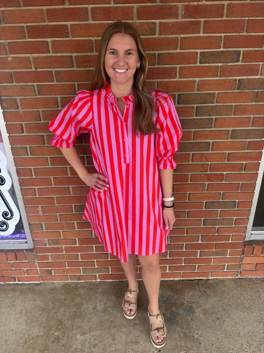 Pink & Orange Stripe Dress