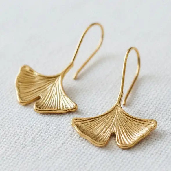 Artistic Ginkgo leaf drop earrings