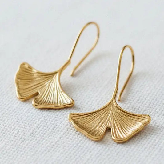 Artistic Ginkgo leaf drop earrings